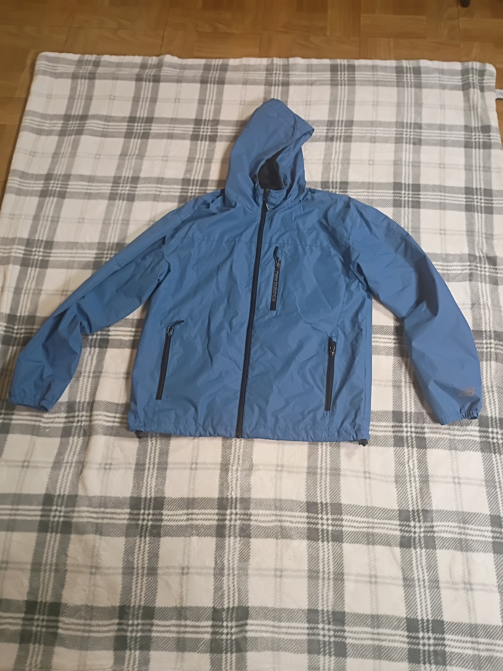 New Balance Men's Hooded Light Blue Rain Jacket